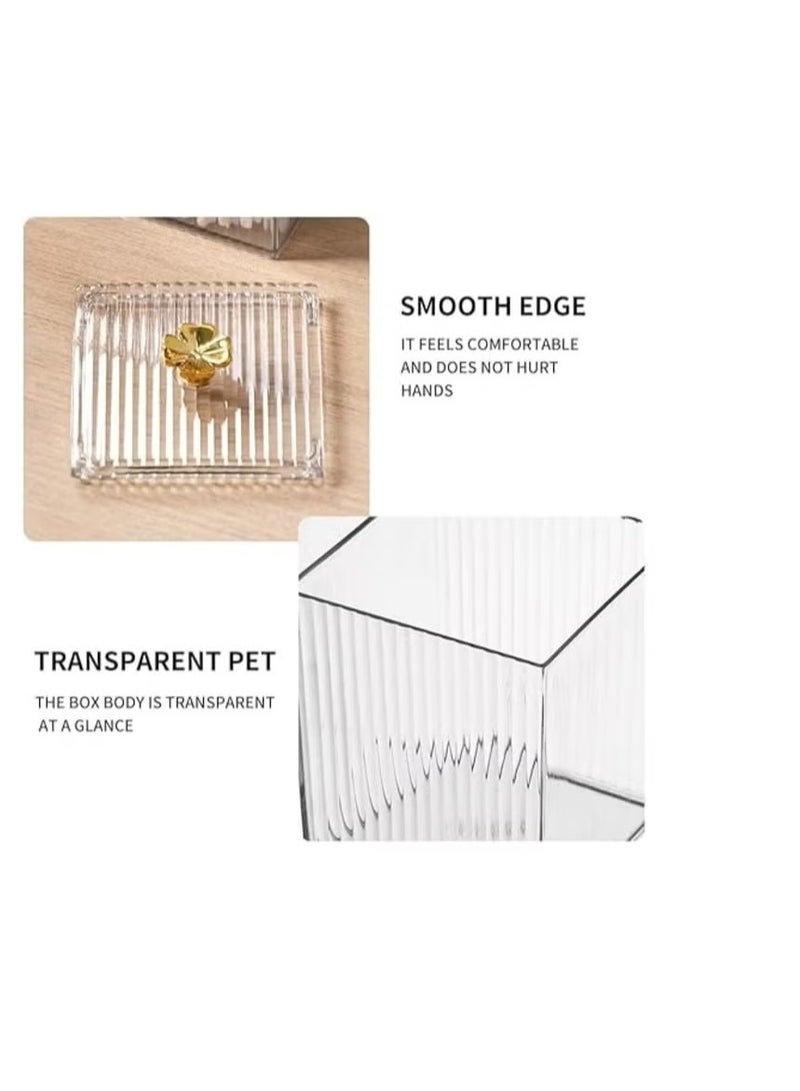 مجموعة من 3 برطمانات للحمام من ، حامل أعواد قطنية، برطمانات صيدلية، حامل كرات قطنية أكريليك، علب حمام شفافة مع غطاء، موزع حامل أعواد قطنية، أعواد قطنية، خيط تنظيف الأسنان، برطمان حمام - Image 5